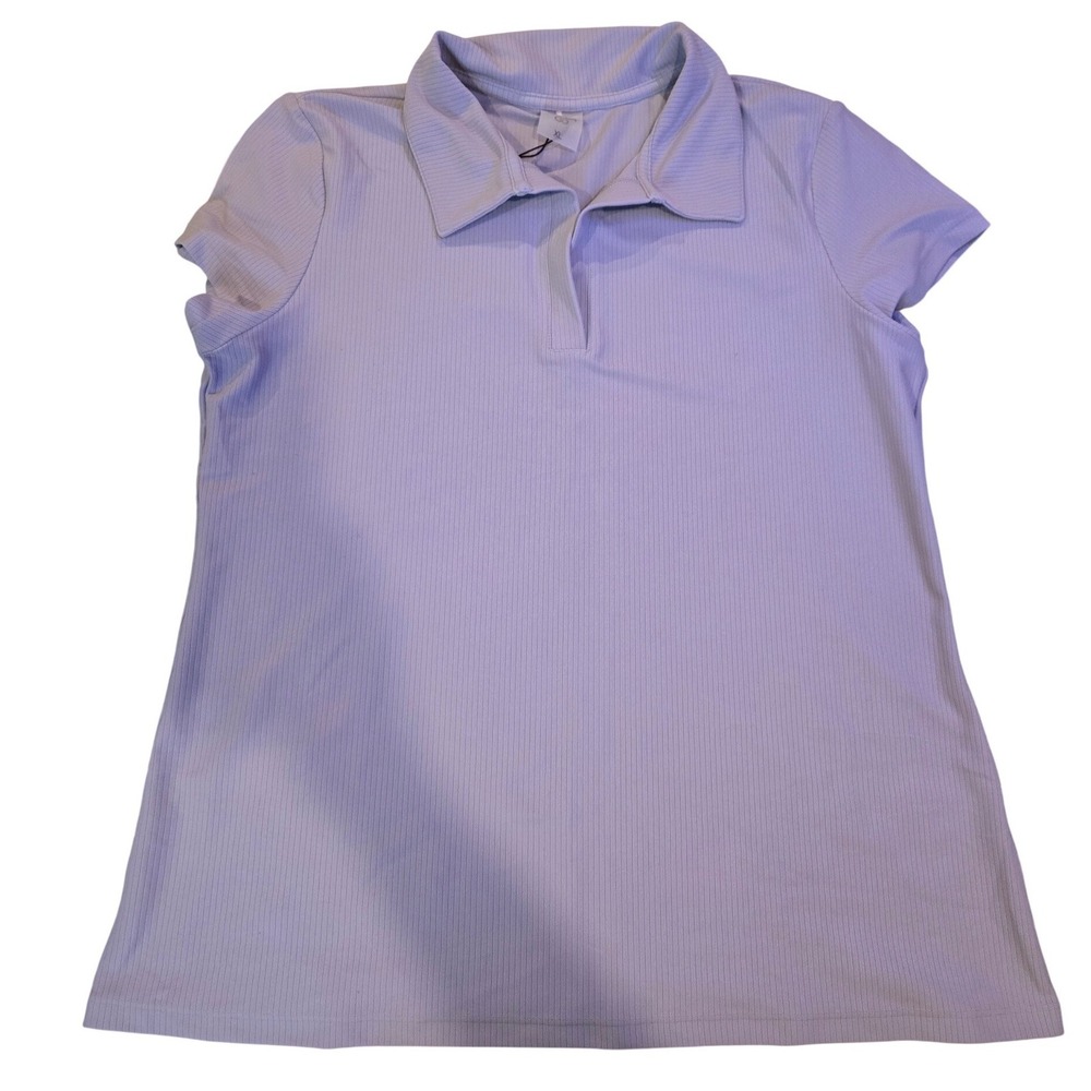CALIA Golf Womens XL Lavender Purple Ribbed Short Sleeve V-Neck Polo Shirt NWT